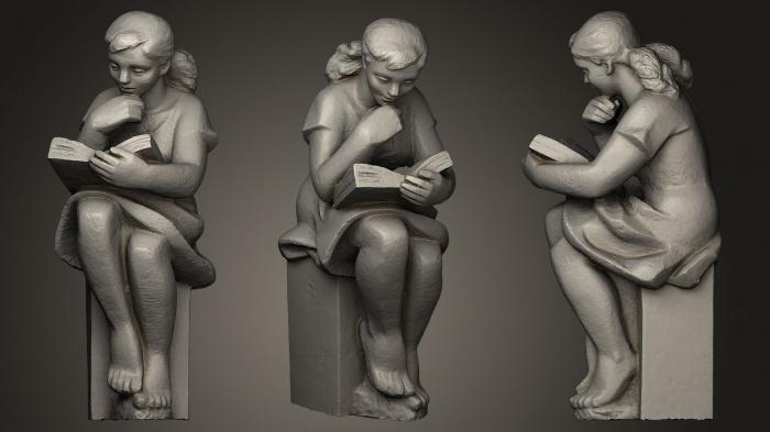نموذج ثلاثي الأبعاد لآلة CNC تماثيل الناس فتاة مع كتاب